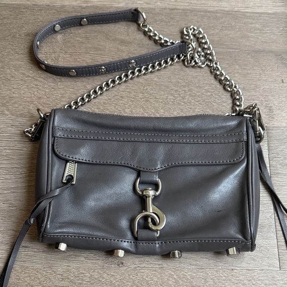 Rebecca Minkoff Handbags - Rebecca Minkoff Dark Gray Leather Mini Mac Crossbody with Chain Strap